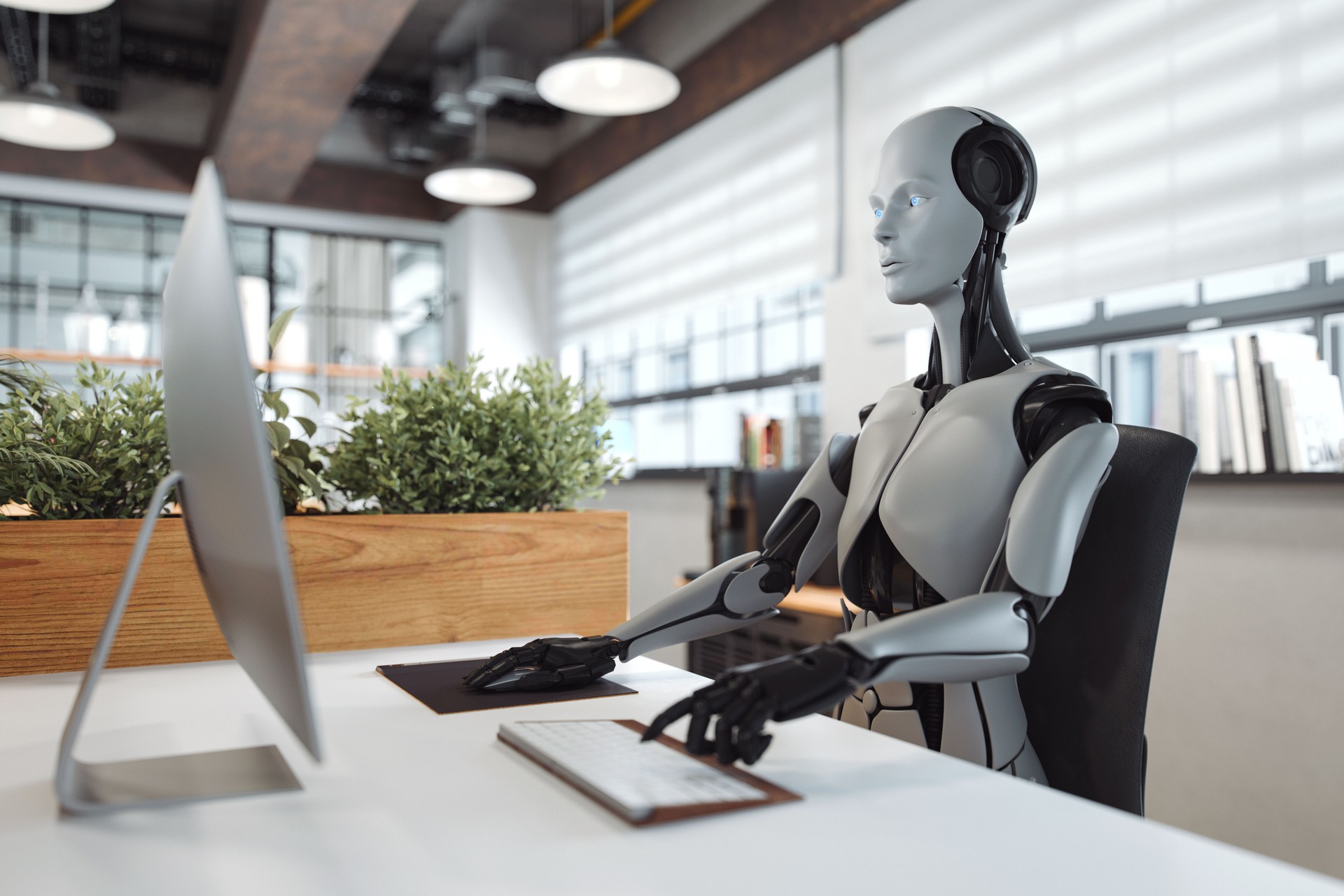 Robot Working In Office