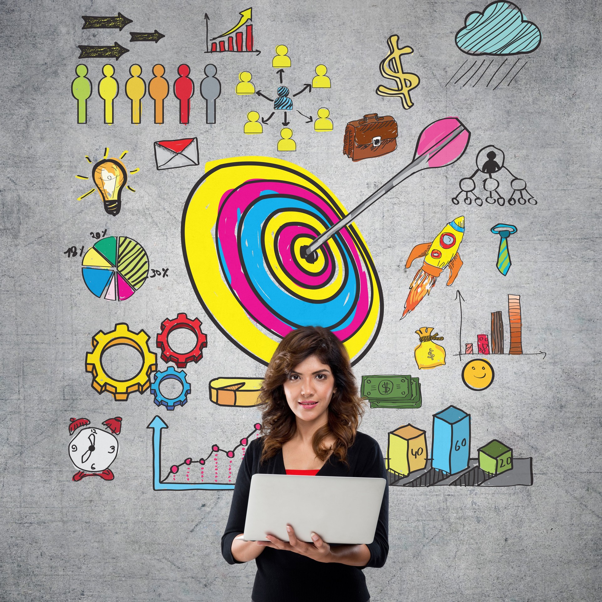 Businesswoman with business infographic